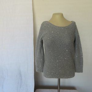 Women's Ann Klein Gray Sequin Sparkle Sweater
